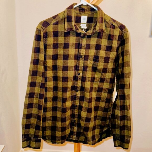 H&M Green Black Plaid Flannel Button-Up Shirt Men’s Medium - Picture 1 of 3